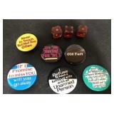 Vintage funny badge pins & die