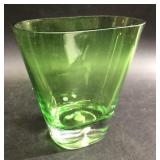 Vintage 7" green glass vase