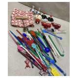 Lots of neat vintage bar items incl glass swizzle