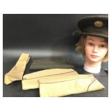 Lot of vintage military hats-most have moth holes-