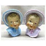 2 vintage unmarked headvases-6 inch each