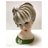 Vintage Napcoware Japan headvase w/ earrings-
