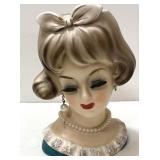 Vintage Ardco Japan headvase w/ earrings & neck-