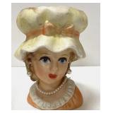Vintage headvase with necklace & earrings-6 in