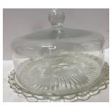 Vintage pressed glass cake dome w/ scalloped edge