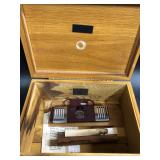 Cigar box w/ Diamond Crown, cutters & more