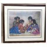 Vintage framed, matted, numbered "Calico