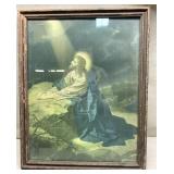 Antique framed Jeses in the Garden print-16 x 20