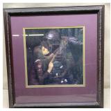Framed & matted knight & girl print-21 x 22