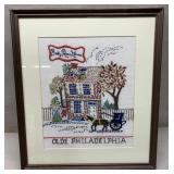 Vintage "Betsy Ross House" embroidered matted &