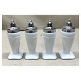 4 vintage milk glass salt & pepper shakers