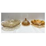 Vintage Jeanette Glass Iris & Herringbone butter