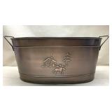 Copper-tone bucket with moose-19 x 10 and 8" tall