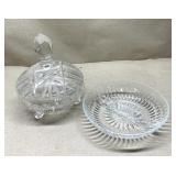 Vintage 9" tall pressed glass candy disn & relish