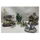Poly resin wolf figurines-tallest is 9"