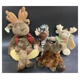 Lot of Christmas Moose plush animals