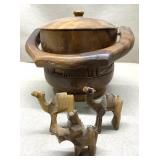 VERY COOL vintage farm scene wood carved ice