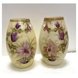 2 vintage floral vases-10" each
