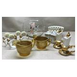 Vintage candlestick salt & pepper, Angel napkin