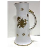 Vintage porcelain tankard pitcher w/ gold flowers