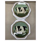 Two Lenox plates, Holstein cow by Warren Kimball