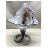Mid Century Modern hand blown art glass piece-11"