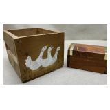4x5 wood box painted w/ geese & tiny cedar chest