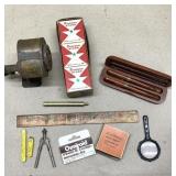 Vintage pencil sharpener, pen set & more office