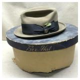 Vintage Custom Made BEE Tan Felt Fedora w/ Gros-