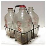 NEAT! Vintage glass Farm Fresh milk jars in wire