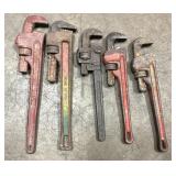 5 vintage pipe wrenches-various brands