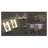 4 pair of vintage cufflinks-Crests, Knights & 4 pair of vintage cufflinks-Crests, Knights &