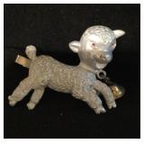 Vintage plastic barrette with lamb & bell Vintage plastic barrette with lamb & bell