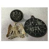 Bicentennial pendant, eagle & coin pins Bicentennial pendant, eagle & coin pins