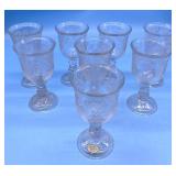 8 vintage Fostoria Diamond & Heart pattern 7" tall