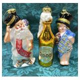 HAPPY NEW YEAR! 3, 8" glass ornaments