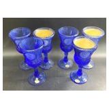 Vintage Fostoria Coin Glass cobolt blue candle