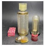 Vintage perfume, liquid rogue & lipstick w/ stand