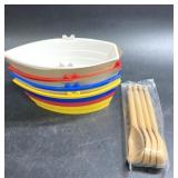 4-Paddleboat Bowls & 4-Paddle Spoons