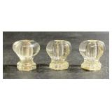 3 antique glass vanity/dresser drawer knobss