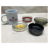 Coffee mug and ash trays