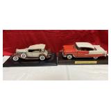 2 Model Cars with stands, 1932 Cadillac Sport