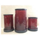 3 Red Decorative Vases. Tallest one measures 12