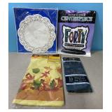 Decorating items including doilies, table covers,