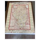1929-30 Map of Illinois Calendar, 36x26 in Poster