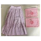 Vintage hand embroidered gingham apron & towels