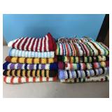 11 hand knitted scarfs