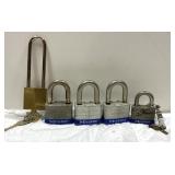 4 Master Lock(1 has a key) and Yale Lock and Key
