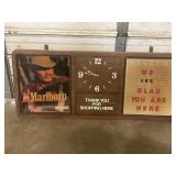 49x21.5 Marlboro Clock Sign, Tested and Works