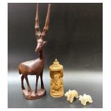 Vintage carved items-wood & stone